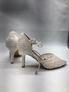 ERIJUNOR Ivory Lace Mesh Satin Bridal Wedding Shoes Pointy Toe for Women Size 6