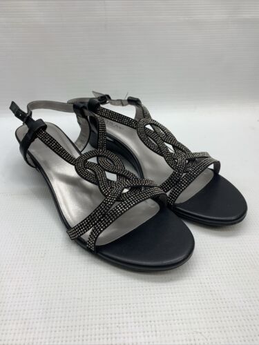 LONDON FOG Womens Macey Demi-Wedge Dress Formal Casual Sandals Size 10M Black