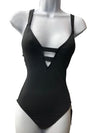 Seafolly Women's Black Deep V-Neck Stretch One-Piece Swimsuit Size 4 10634-942