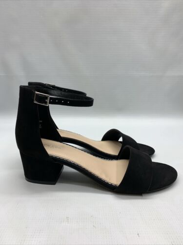 LONDON FOG Women's Nikki Low Two Piece Block Heel Dress Shoe Open Toe Black 10M