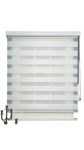 ShadesU Zebra Dual Layer Roller Sheer Shades Blinds Light Filtering White 23