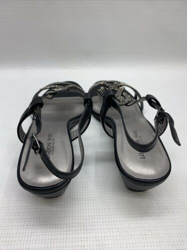 LONDON FOG Womens Macey Demi-Wedge Dress Formal Casual Sandals Size 10M Black