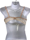 Women's Beige Nylon Stretch Embrace Lace Petite Underwire Push Up Bra 34A