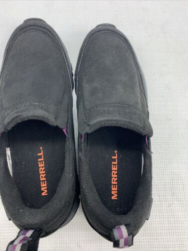 MERRELL Men's Vibram Arctic Grip Slip On Loafer, Black Suede Upper US Size 7