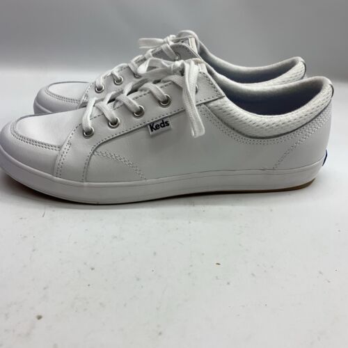 Keds Women's Center Leather Shoes White Size 8.5 Lace-up Sneaker Padded Collar