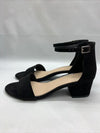 LONDON FOG Women's Nikki Low Two Piece Block Heel Dress Shoe Open Toe Black 10M