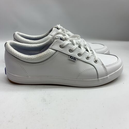 Keds Women's Center Leather Shoes White Size 8.5 Lace-up Sneaker Padded Collar