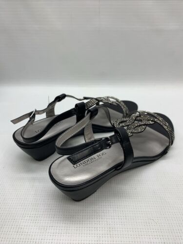 LONDON FOG Womens Macey Demi-Wedge Dress Formal Casual Sandals Size 10M Black