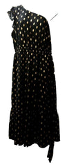 Grace Karin One ShoulderwWith Standing Ruffle Polkadot Dress Large Sleeveless