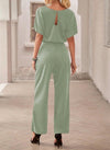 YIJIU Women’s Casual Crew Neck Short Sleeve Belted Jumpsuits Romper Size Large