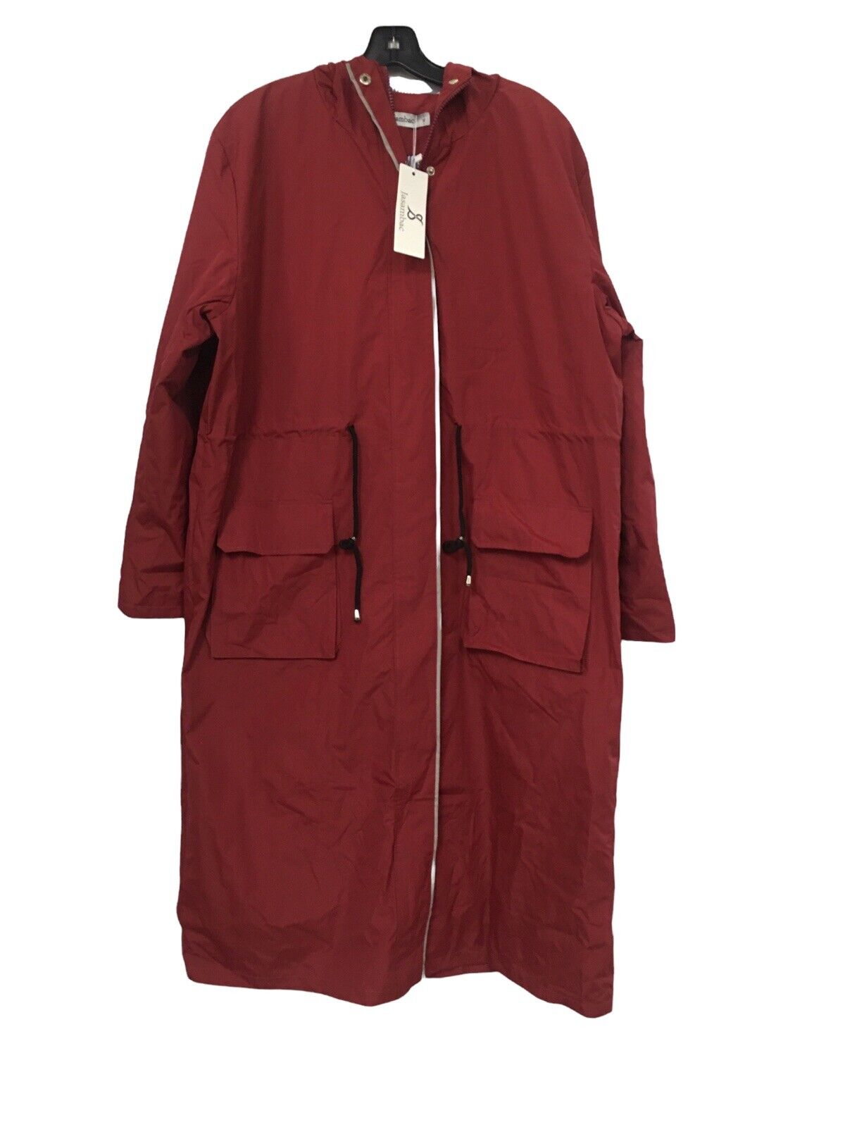 JASAMBAC Womens Rain Jacket Long Raincoat Waterproof with Hood Outwear XL Maroon