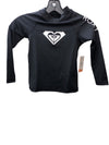 Roxy Whole Hearted LS Rash Guard Black SPF 50 Siz 4 Youth Long Sleeve ERLWR03225