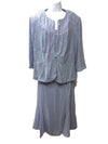 ALEX EVENINGS Tea Length A-line Dress With Jacket Set Women's Size 16W Blue