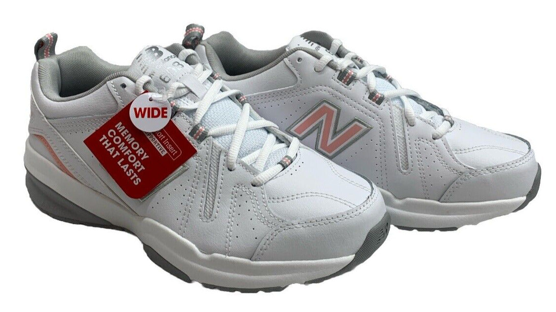 New Balance Women's Training Shoes WX608WP5 White/Rose Size 9W Lace-up Sneaker