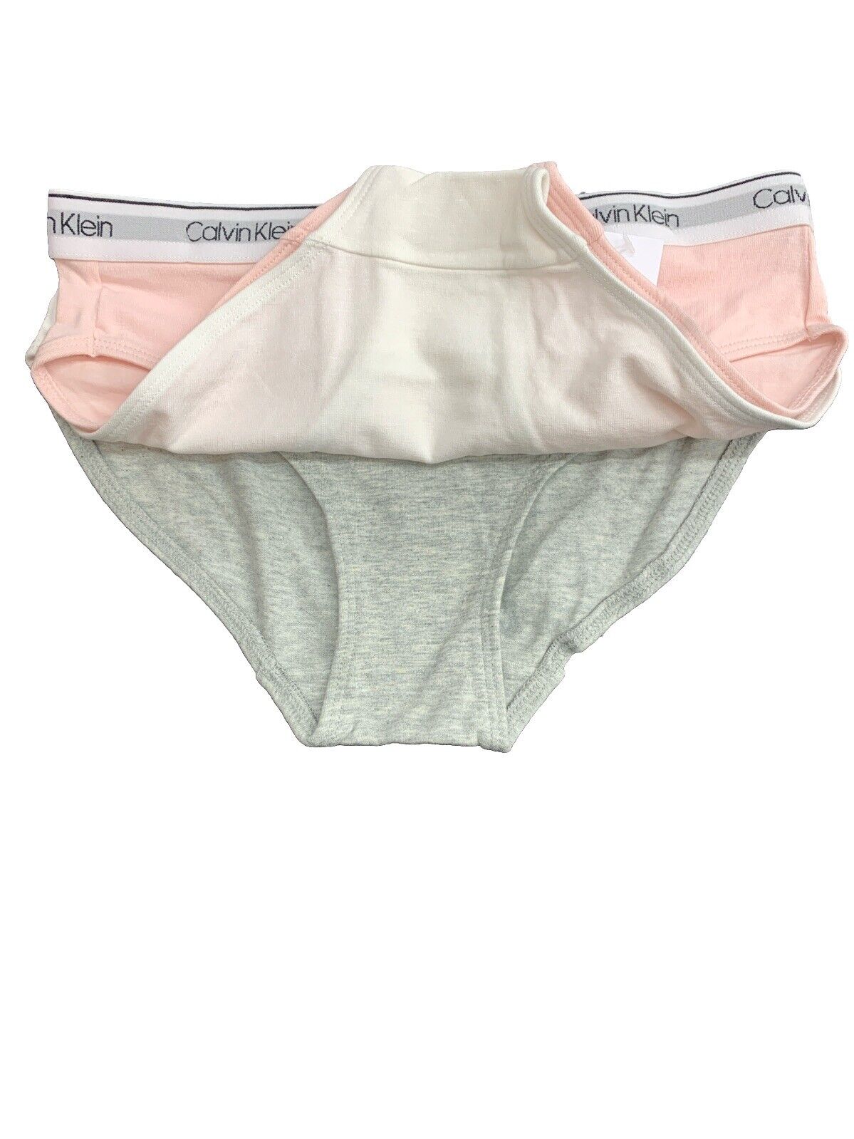 CALVIN KLEIN Girls Large Bikini Modern Cotton Underwear Pink White Gray - 3 Pack