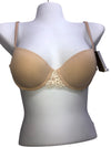 Women's Beige Nylon Stretch Embrace Lace Petite Underwire Push Up Bra 34A