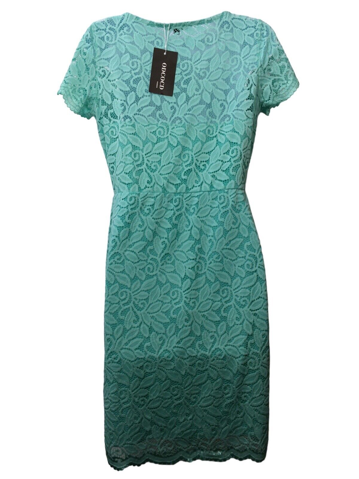 ODCOCD Womens Lace Dress Lake Green Elegant Lace Medium Short Sleeve Knee Length