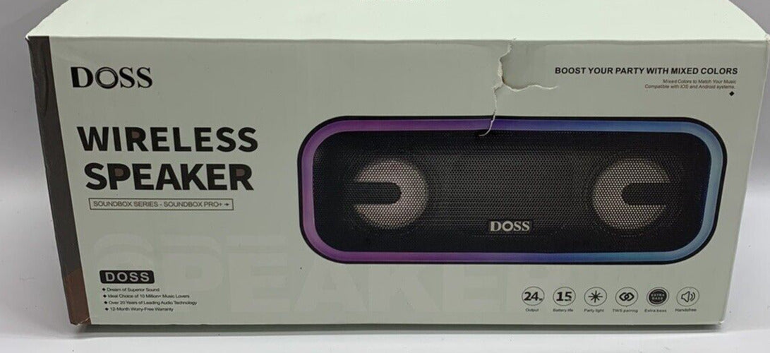 Bluetooth Speaker, DOSS SoundBox Pro+ Wireless Speaker Black  Multi-Colors Light