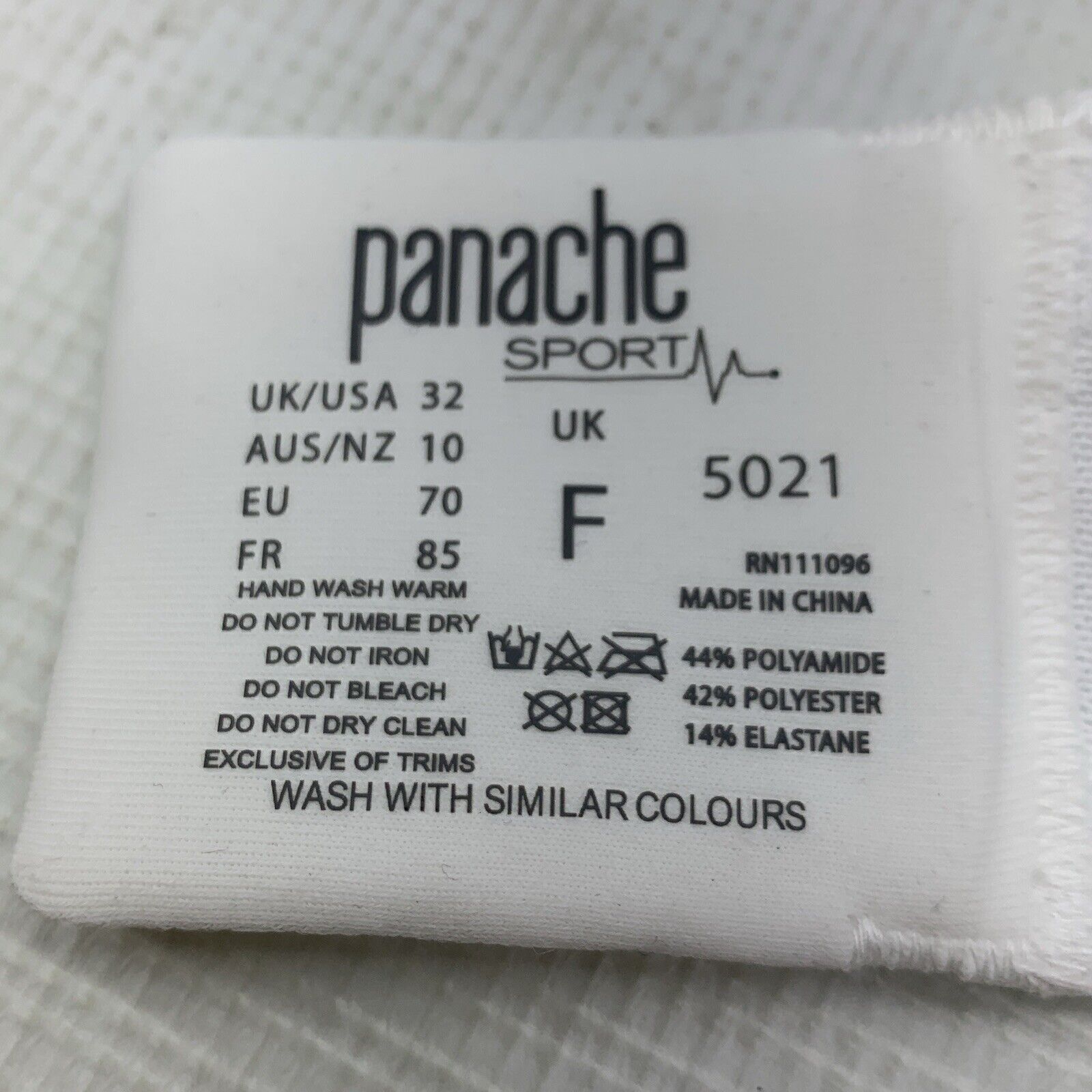 Panache Women's High Impact Underwire Outdoor Sports Bra SPT3ST Size 32F White