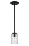 Sea Gull Lighting Oslo 1 Light Mini Pendant Black Cord Clear Seeded 61170-112