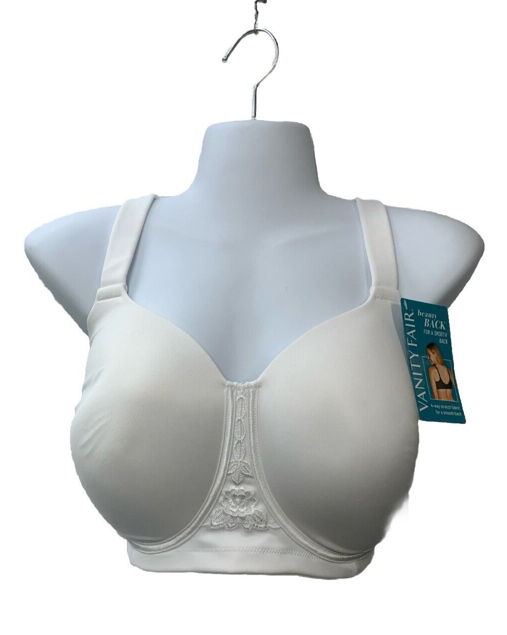 Vanity Fair 71380-0770 Beauty Back Full Figure Wirefree Bra Size 34G Star White