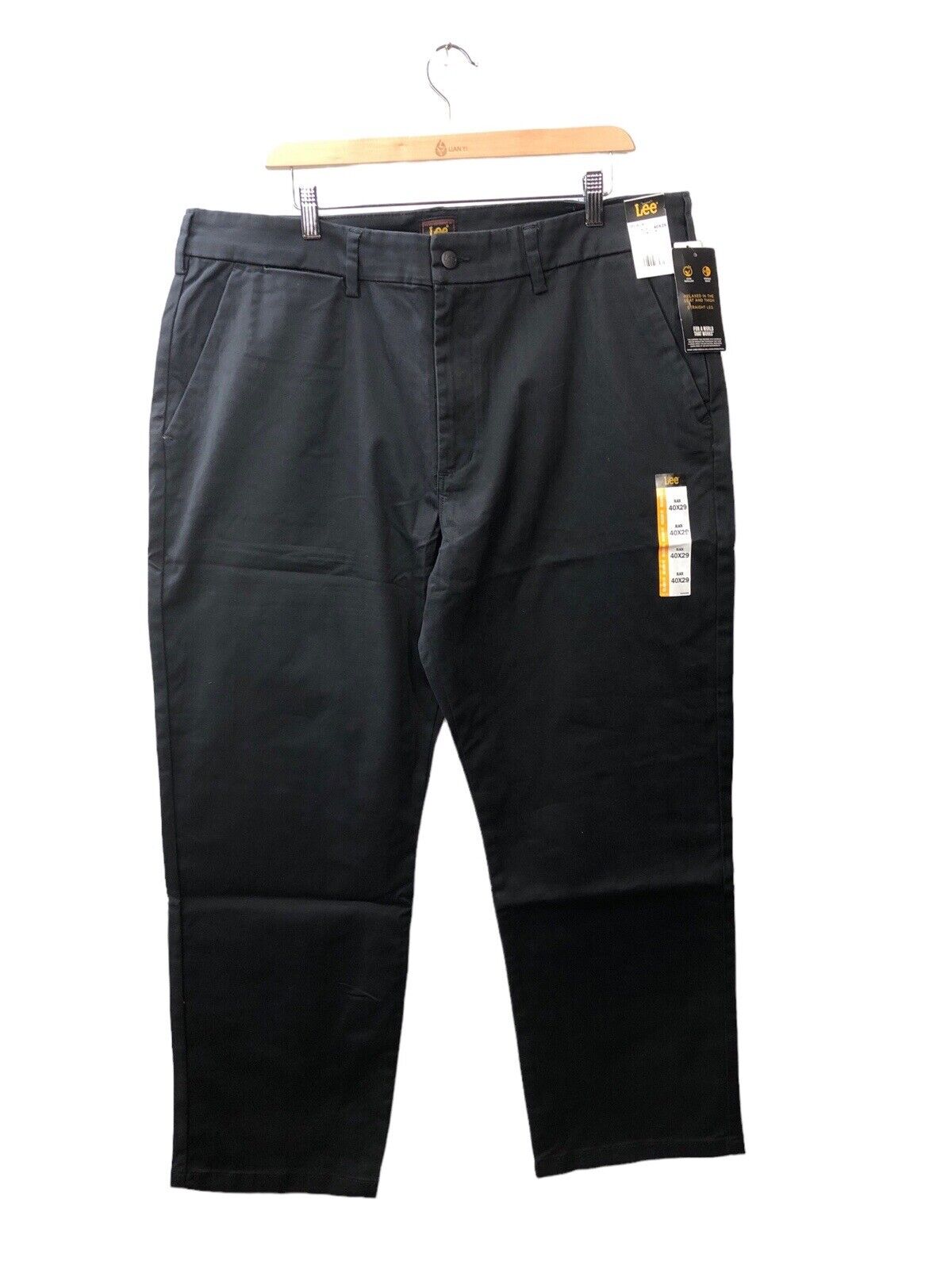 Lee Men's Legendary Relaxed Straight Flat Front Pants 112339654 Size 40x29 Black