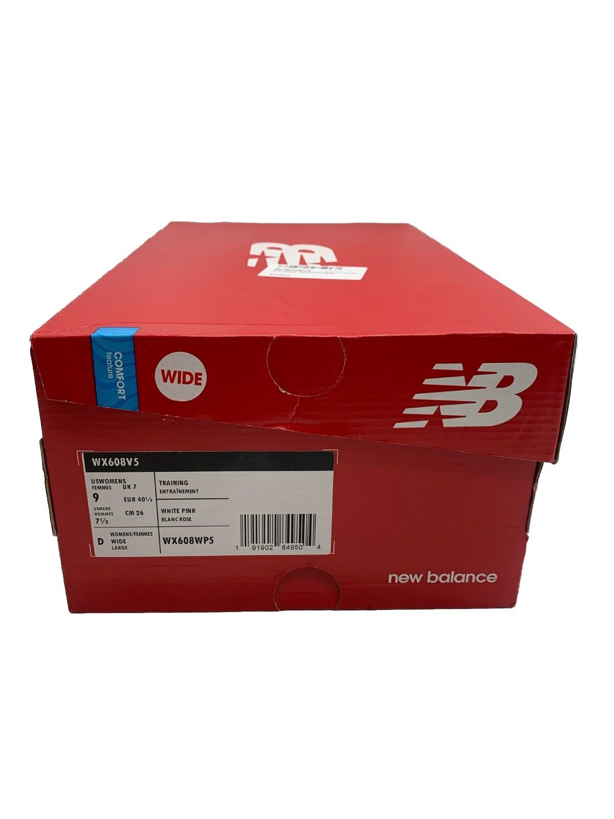 New Balance Women's Training Shoes WX608WP5 White/Rose Size 9W Lace-up Sneaker