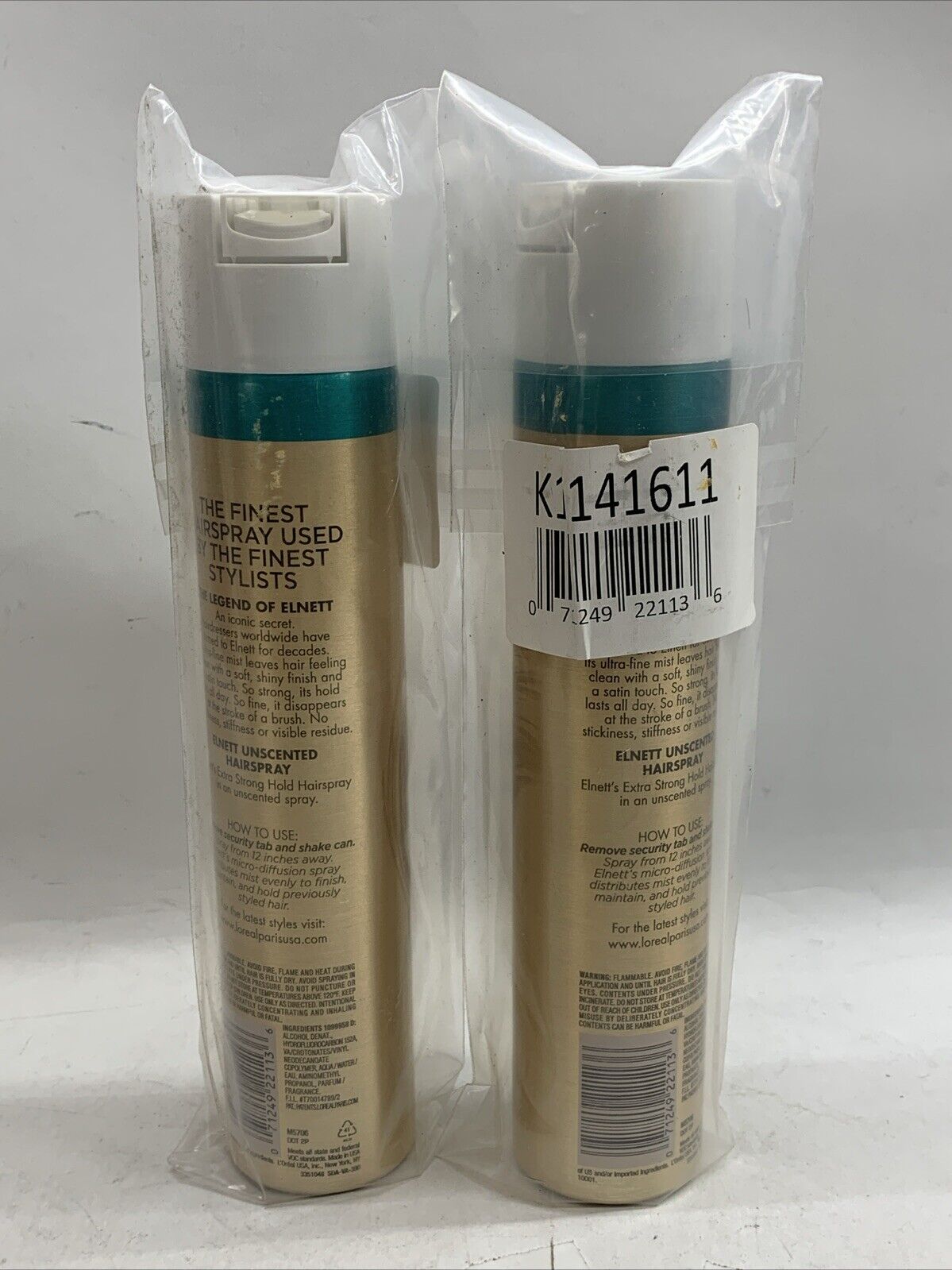 L'Oreal Paris Hair Care Elnett Satin Extra Strong Hold Hairspray Unscented Lot 2