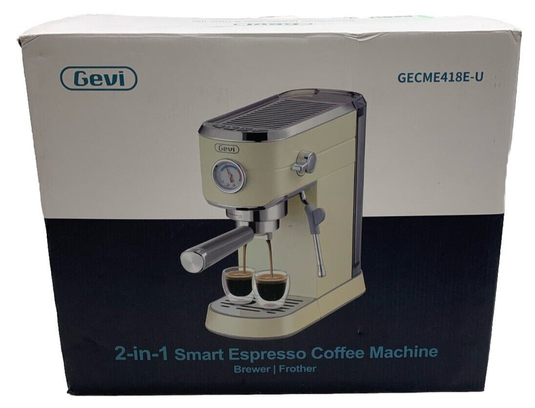 GEVI 2 in 1 Smart Espresso Coffee Machine GECME418E-U Cream Brewer Frother