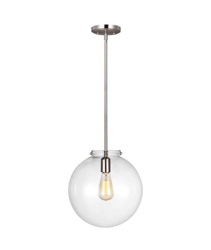 Sea Gull Lighting Kate 1 Light Sphere Pendant Nickel/Clear 6692101-962 60 Watt