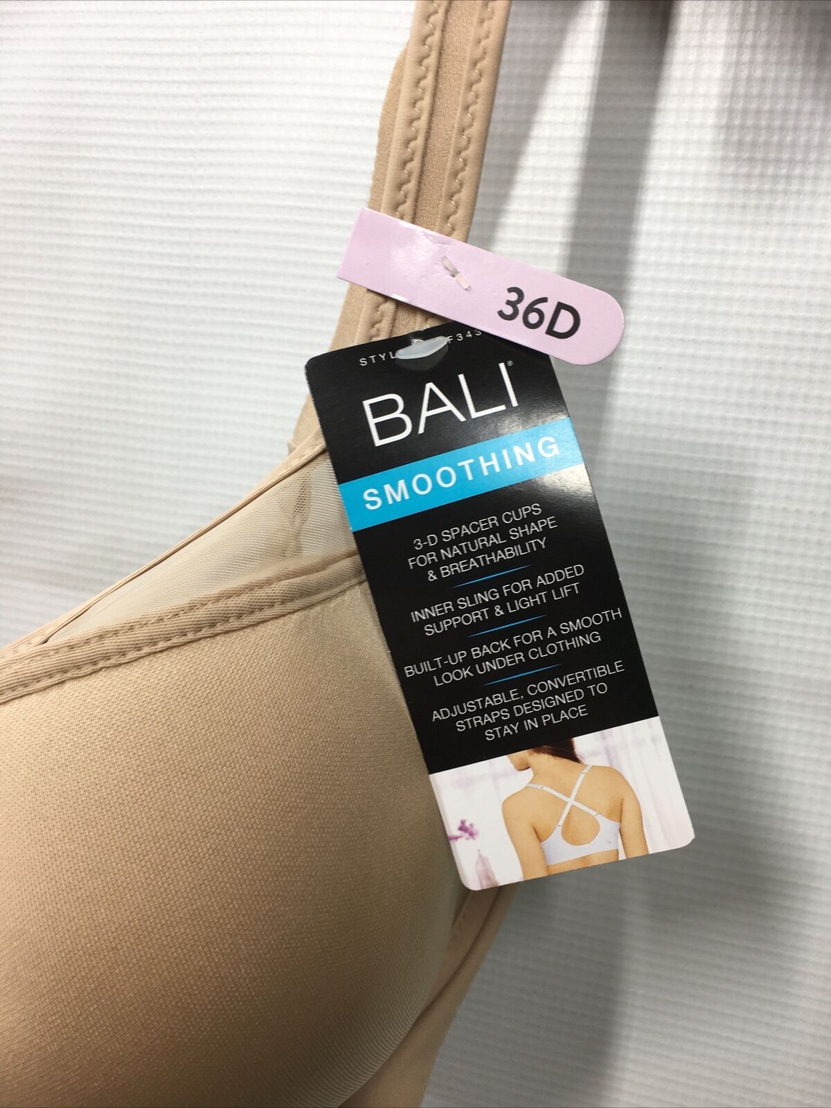 Bali Underwire T-shirt Bra One Smooth U Ultra Light DF3439 Size 36D Nude Beige