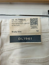 DL 1961 Jeans Big Boys Size 12 White Brady Slim Medallion Long Pant 3092021-4076