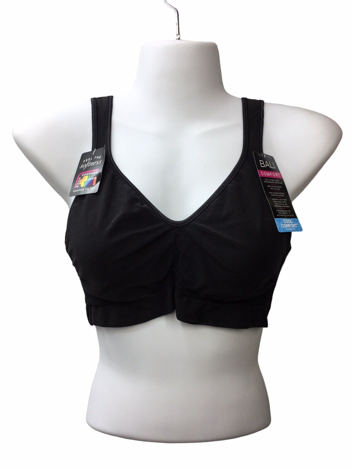 Bali Comfort Revolution AllAround Comfort Flexes Fit Bra Medium Black Seamless