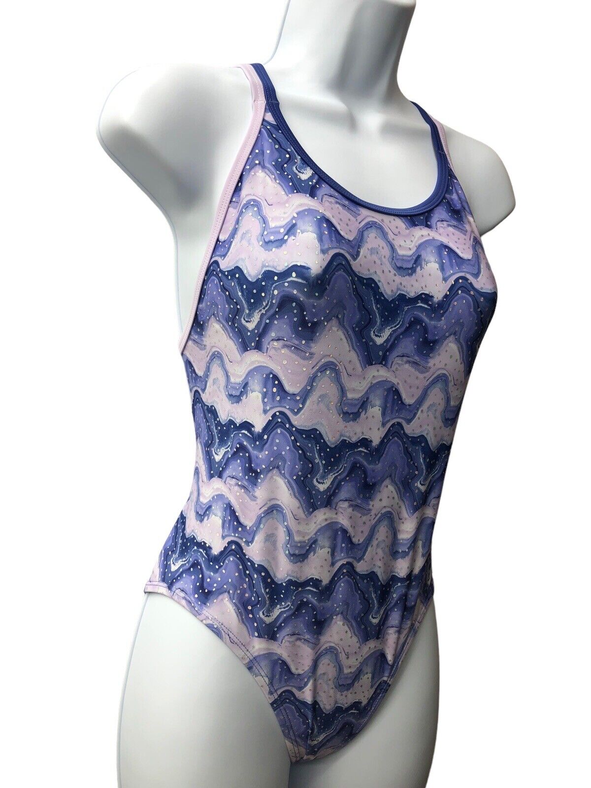 Under Armour One Piece Swimsuit Girls Size 12 Nebula Purple Waves UASGK11S-530