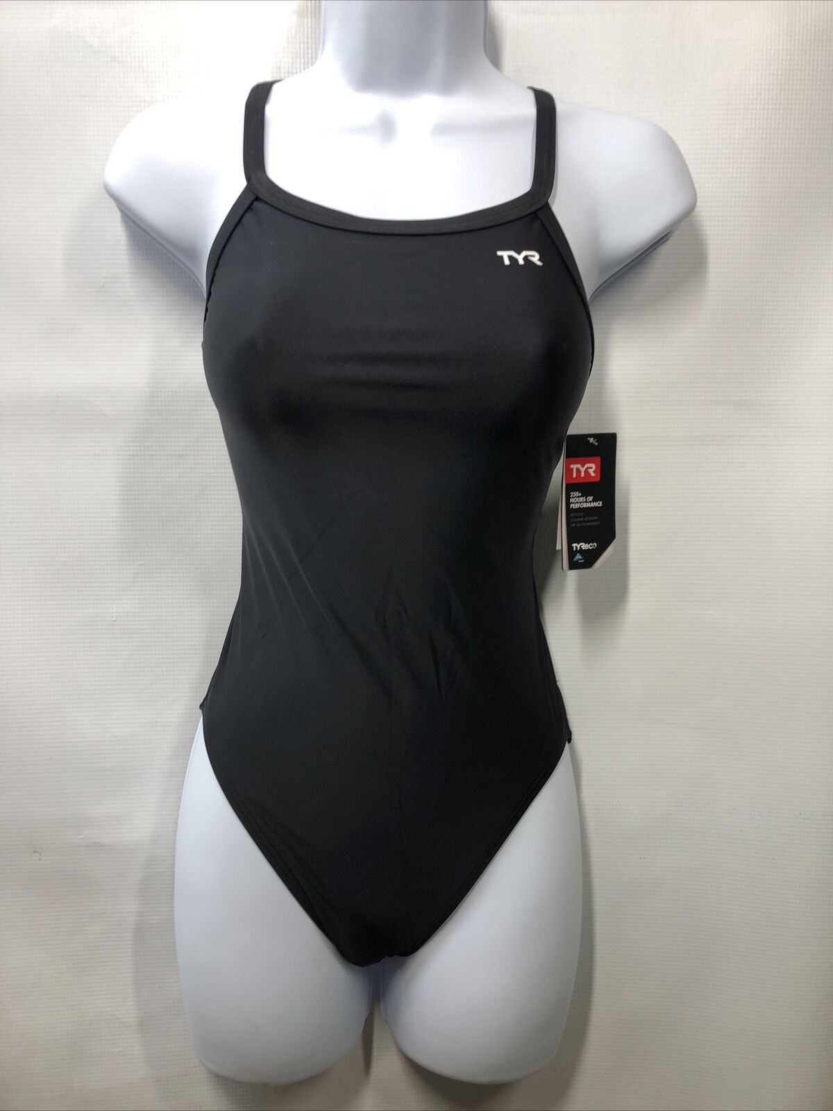 TYR Women's Tyreco Solid Diamondback Swimsuit Size 30 Black Swimwear DSOL1A