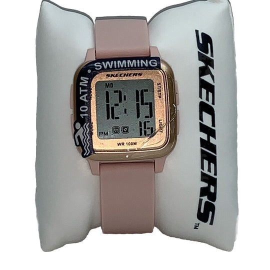 Skechers Women's Digital Watch SR6298 Swimming 100m Pink 10ATM Water resistant