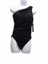 La Blanca Black Goddess Shirred One-Shoulder One-Piece Swimsuit L107104 Size 8