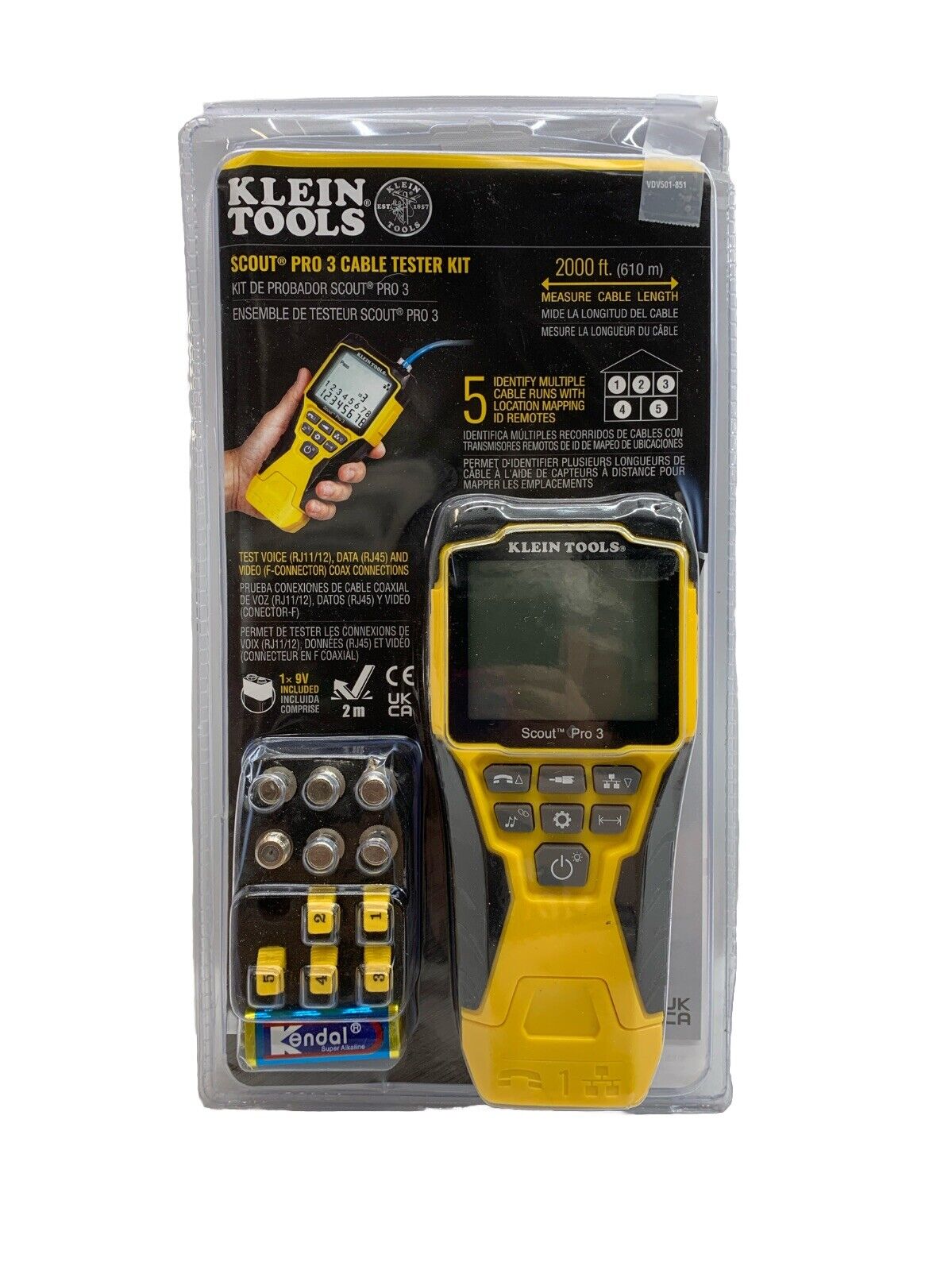 KLEIN TOOLS VDV501-851 Cable Tester Kit with Scout Pro 3 for Ethernet / Data, Co