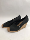 Toms Classic Wedge Womens Wedge Sandal 11W Slip-on Black High Heeled Peep toe