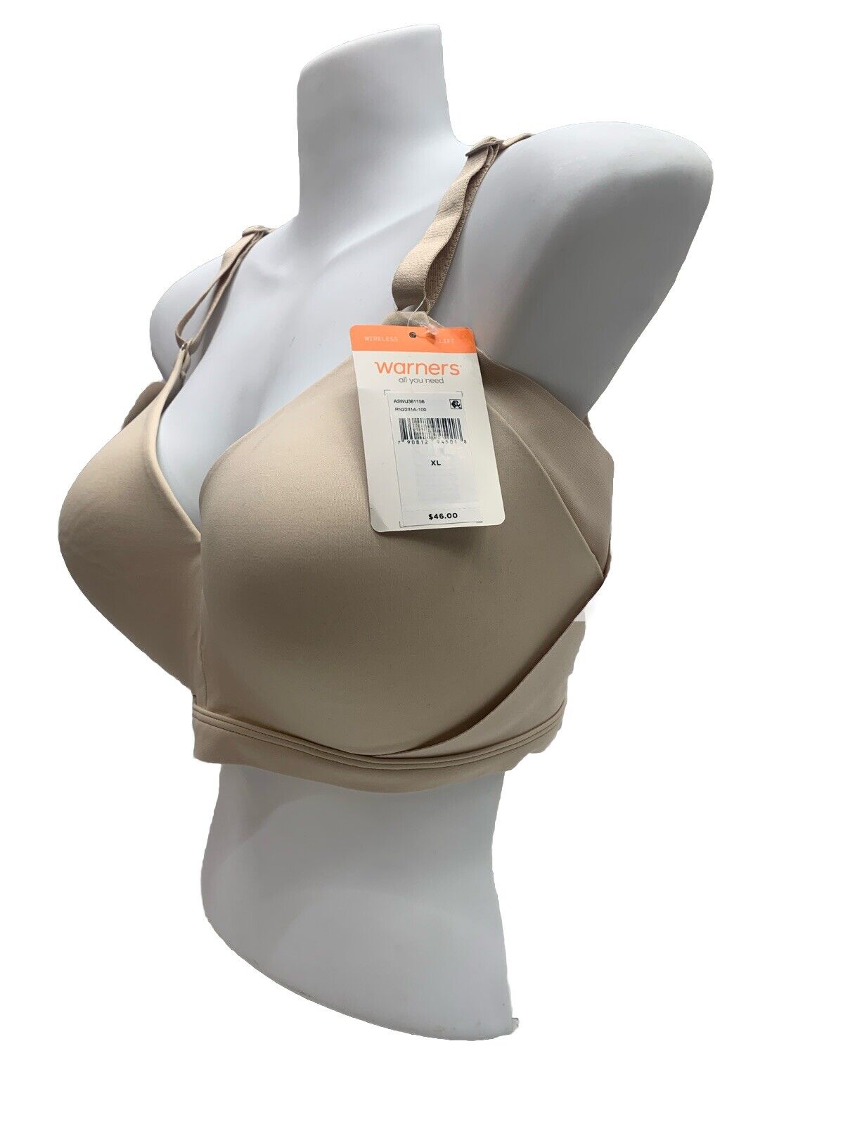 Warner's RN2231A-100 No Side Effects Wirefree Contour Bra Size XL Toasted Almond