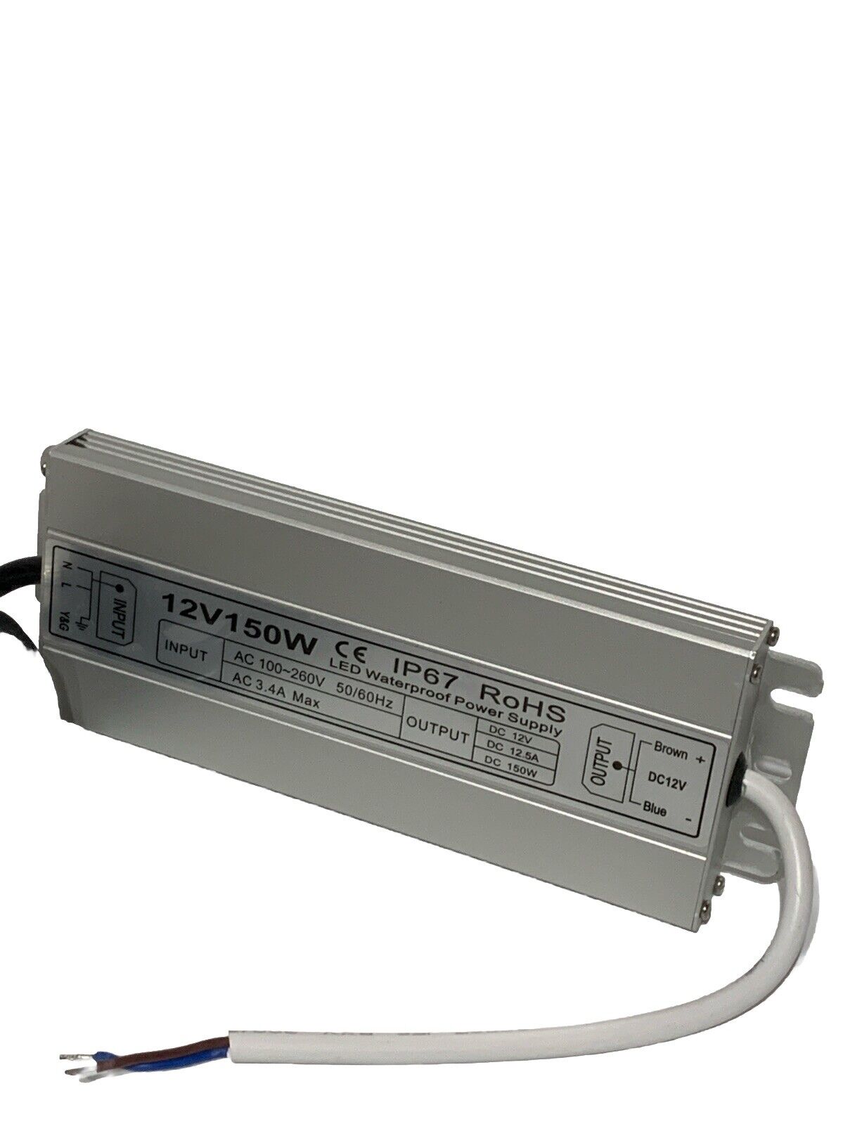 LED Driver Waterproof IP67 Power Supply 150W 12V DC 12.5a Transformer thinner