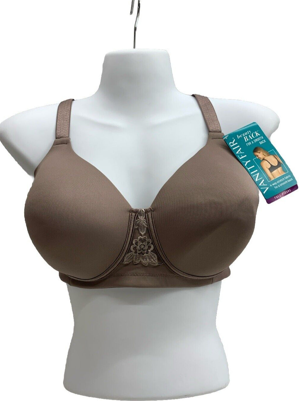 Vanity Fair  Women's 71380 Beauty Back Full Figure Wirefree Bra Walnut Size 38D