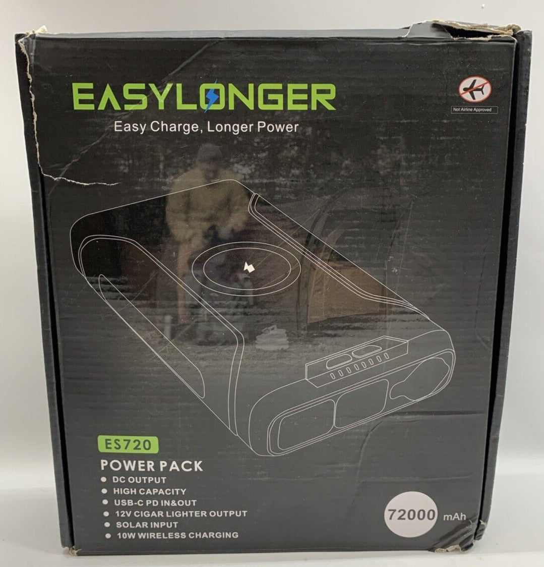 EASYLONGER ES720 Battery Backup 266Wh PD12v-24v 72000mAh Battery Pack Outdoors