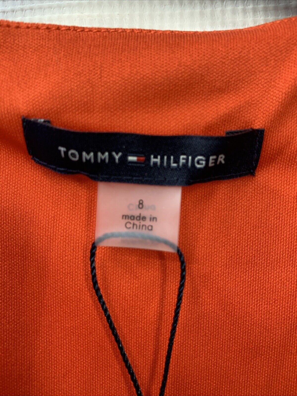 Tommy Hilfiger Bicolor Colette Mesh Dress A2CL4TYA with Sash Size 8 Orange/white