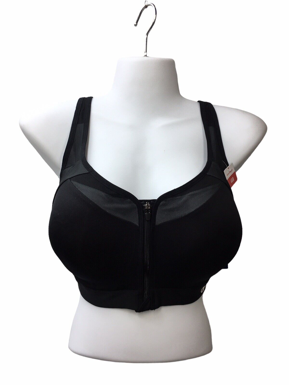 Champion Women's Motion Control Zip Front Sports Bra B1525-001 Size 40D Black