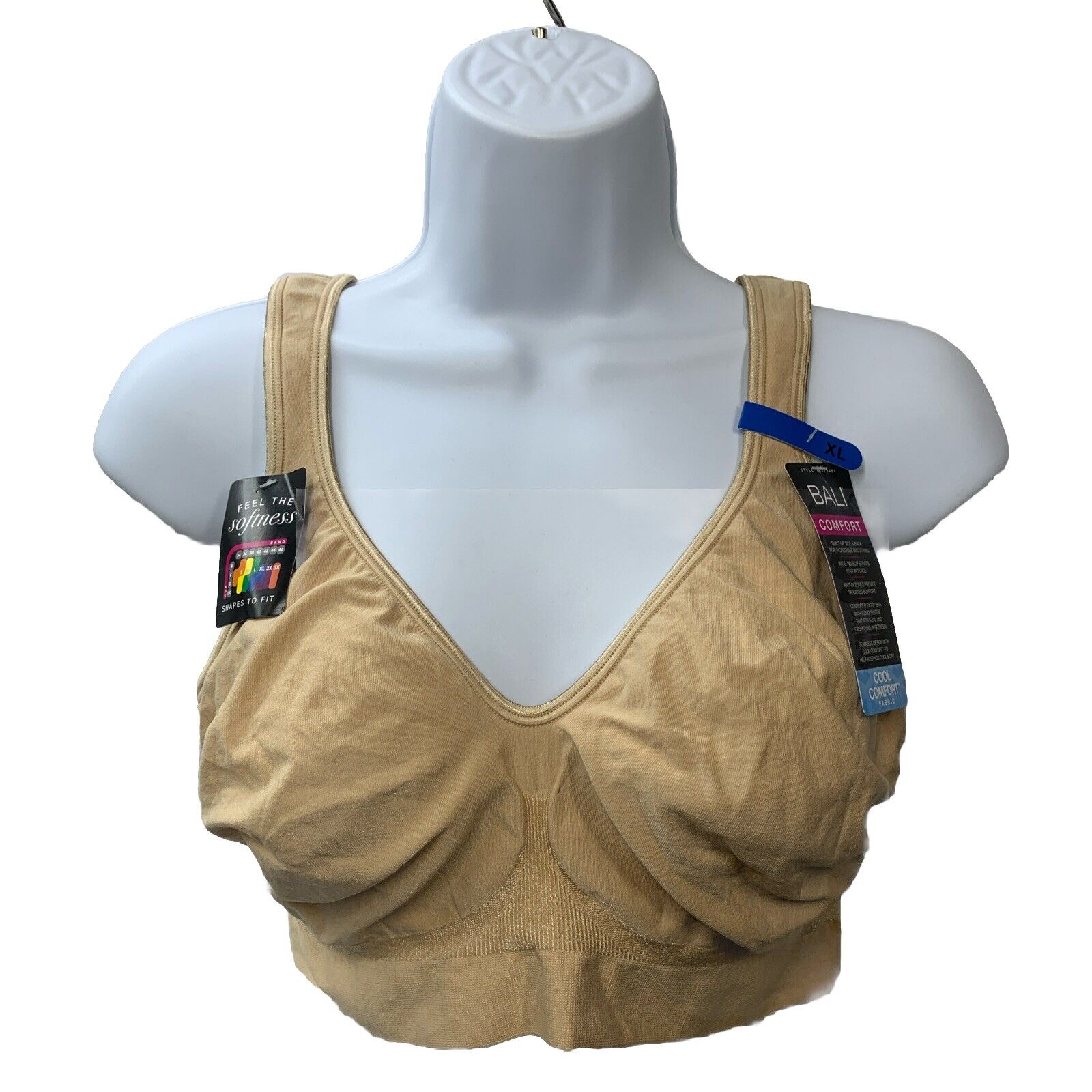 Bali Bra Womens Extra Large Beige Wireless Comfort Revolution DF3484 Size XL