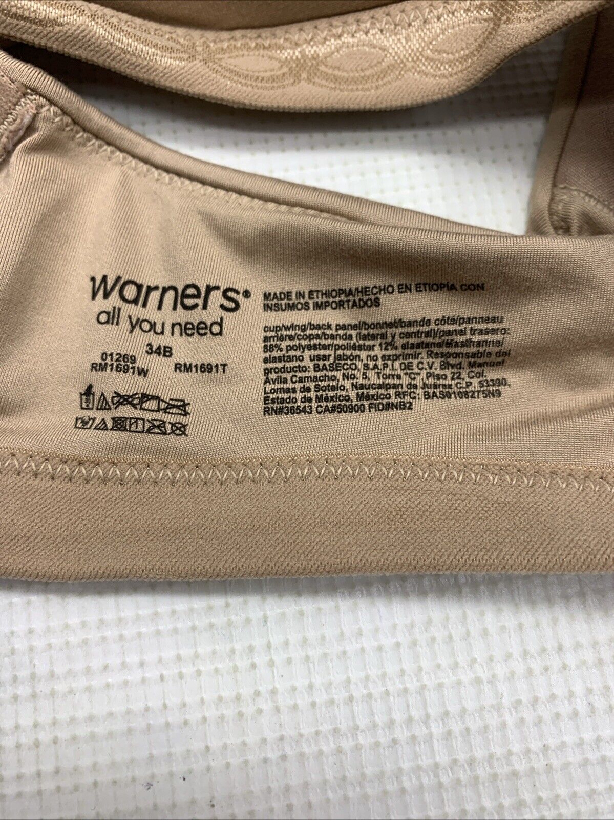 Warners Bra Simply Perfect Super Soft Wirefree Almond Lightly Lined RM1691W 34B