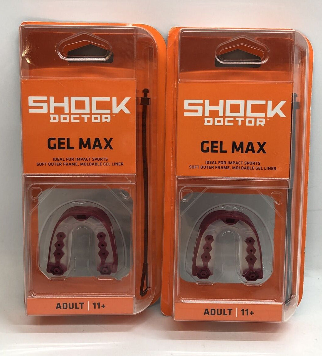 Shock Doctor Adult Gel Max Classic Fit Mouthguar Protection Maroon - Lot Of 2