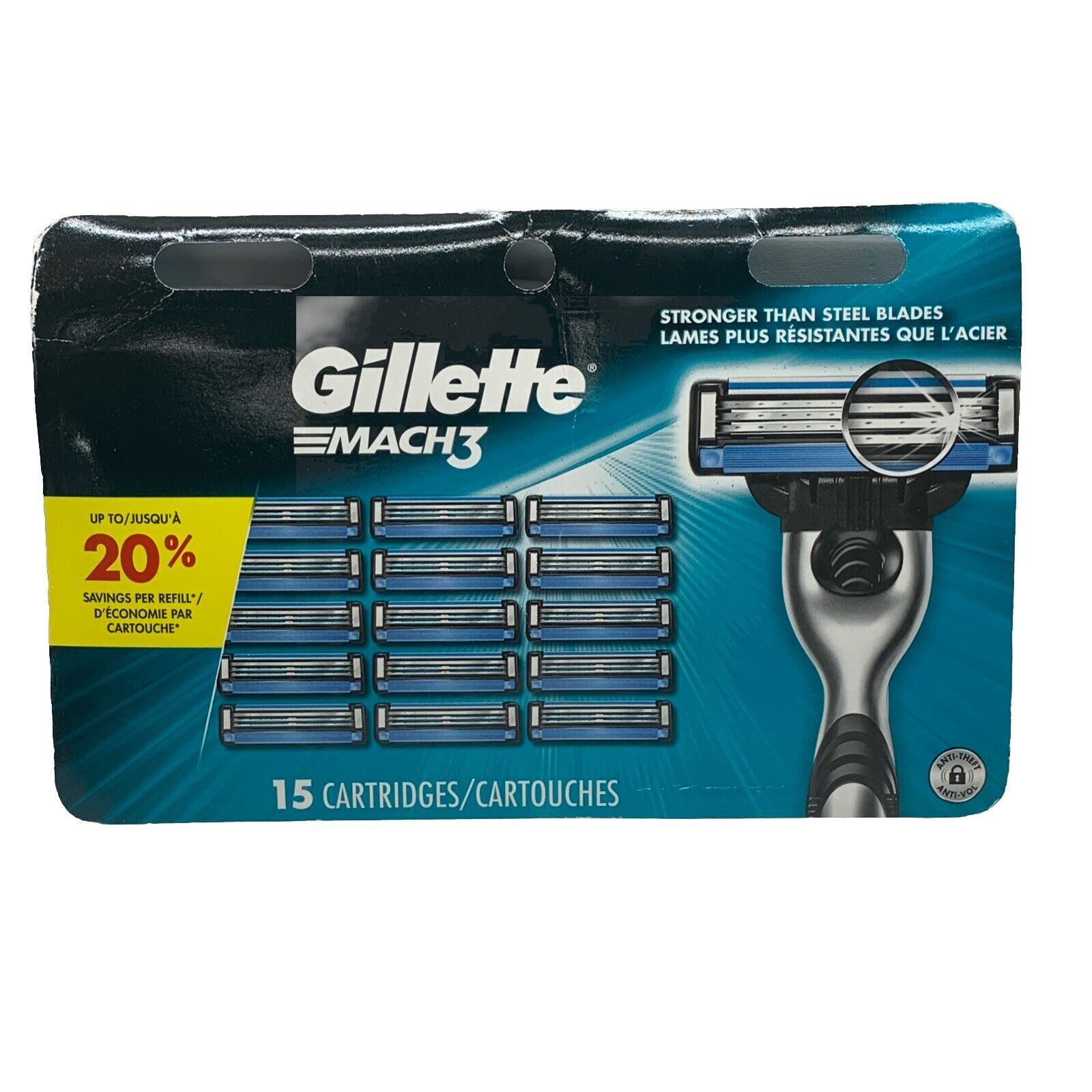 Gillette Mach3 Razor Blade Refills Classic Close Shave for Men 15 Cartridges