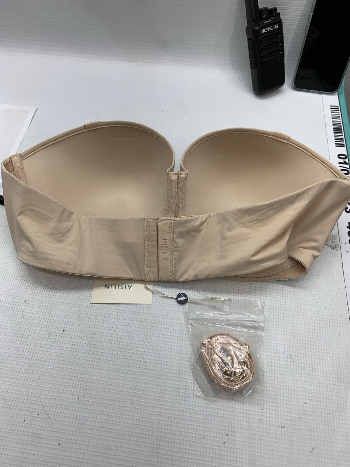 Women's Strapless Bra Underwire Multiway Full Coverage D024 Size 42D Beige